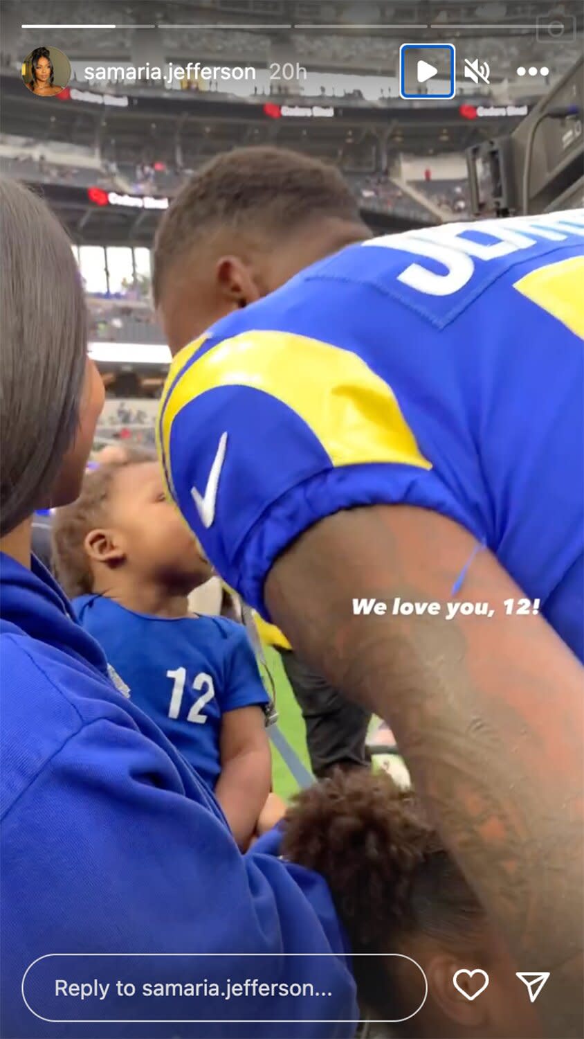 Van Jefferson Greets Wife Samaria and His Kids with a Kiss on the Sidelines of Los Angeles Rams Game