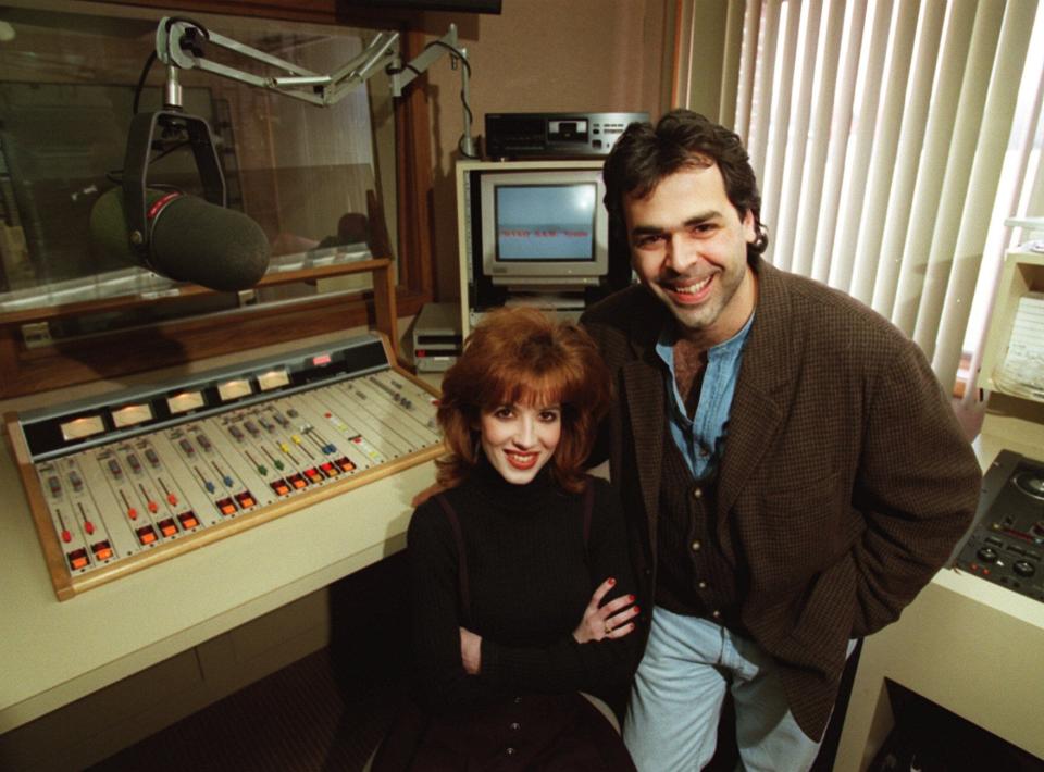 Stacy McKay and Dino Tripodis in this 1996 file photo when they officially took over as the new morning team at Sunny 95.