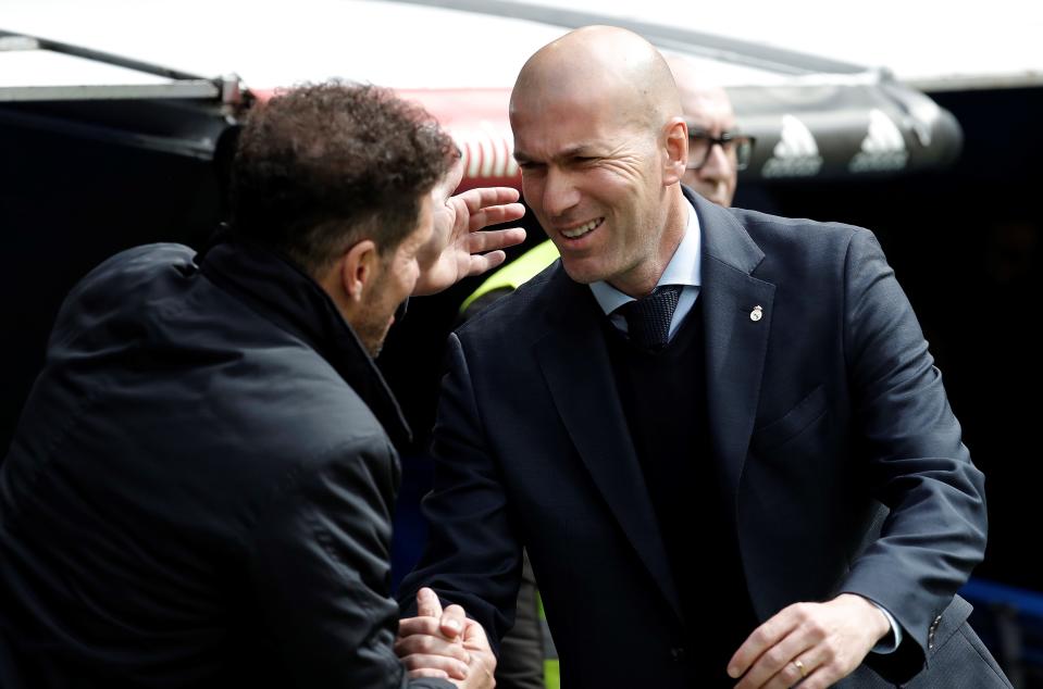 Zinedine Zidane's Real Madrid have fared well recently in La Liga against rivals Diego Simeone and Atletico Madrid. (Getty)