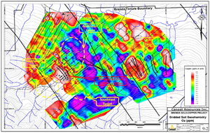 Copper Soil Geochemistry - Multiple Exploration Targets (Yellow)
