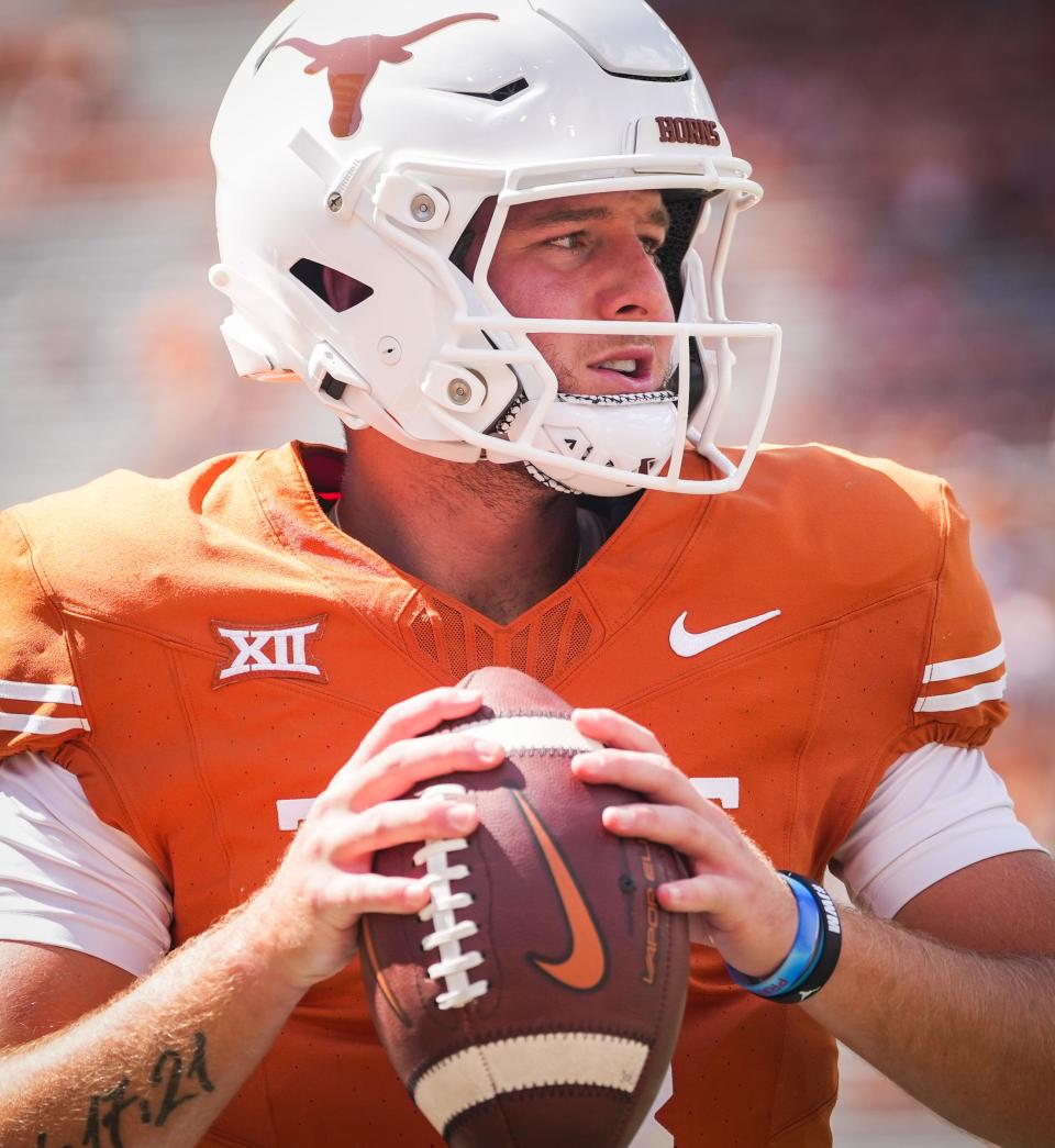 Texas quarterback Quinn Ewers' interception-less streak comes to an end ...