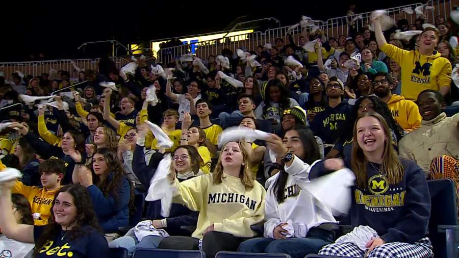 Student watch party at the Crisler Center at the University of Michigan during the National Championship game in Houston. (Jan. 8, 2024)