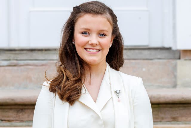 <p>Patrick van Katwijk/Getty </p> Princess Isabella of Denmark poses as she attends her confirmation in April 2022.