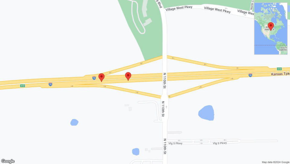 A detailed map that shows the affected road due to 'Broken down vehicle on eastbound I-70 in Edwardsville' on July 22nd at 2:15 p.m.