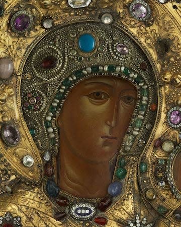 "The Mother of God of Smolensk," an icon from Russia which resides at The Icon Museum and Study Center in Clinton.