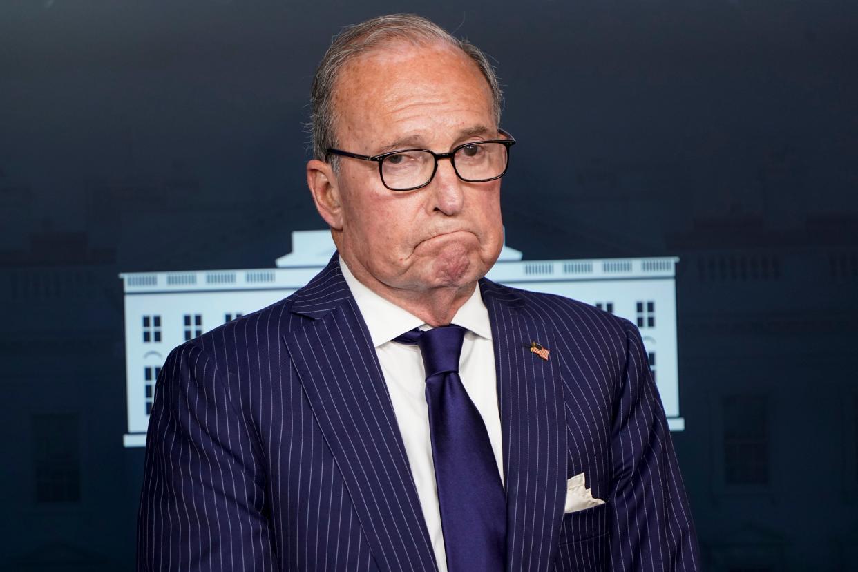 <p>Trump’s economic advisor says GameStop shows people shouldn’t get stimulus checks</p> (Joshua Roberts/Getty Images)