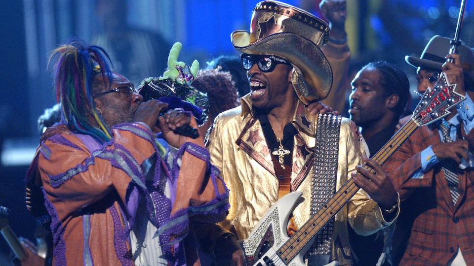George Clinton and Bootsy Collins of Parliament-Funkadelic perform 