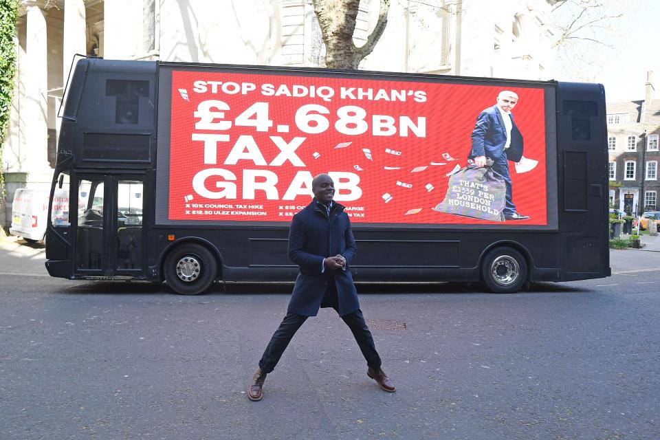 Shaun Bailey claims three more years of Sadiq Khan as mayor would cost the average Londoner £1,339AFP via Getty Images