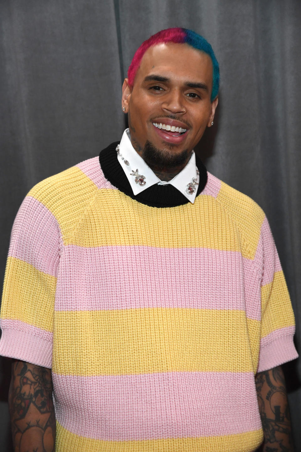 LOS ANGELES, CALIFORNIA - JANUARY 26: Chris Brown attends the 62nd Annual GRAMMY Awards at STAPLES Center on January 26, 2020 in Los Angeles, California. (Photo by Kevin Mazur/Getty Images for The Recording Academy)