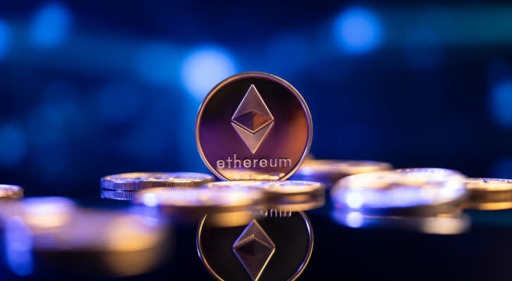 A coin with the Ethereum logo