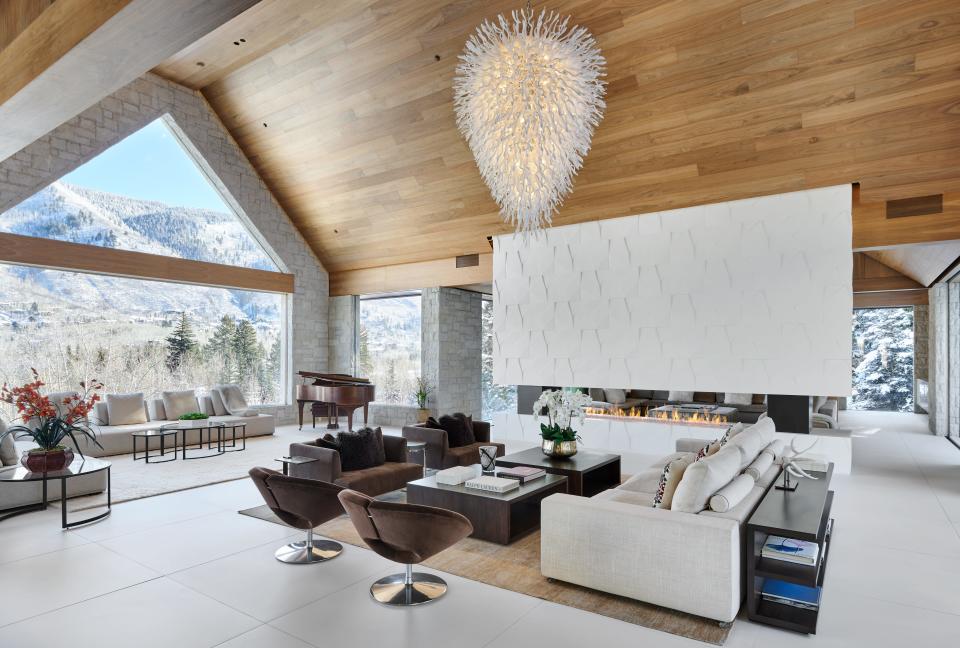 Living room at 1001 Ute Avenue, Aspen, Colo., which sold for $76 million, making it the most expensive home sold at the mountain.