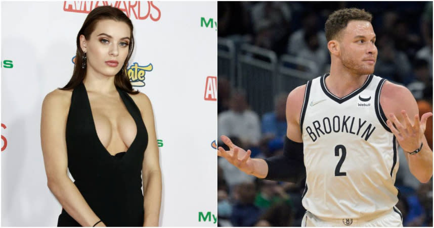 拉娜羅德斯（Lana Rhoades）、「幹籃哥」葛瑞芬（Blake Griffin）。（合成圖／達志／美聯社）