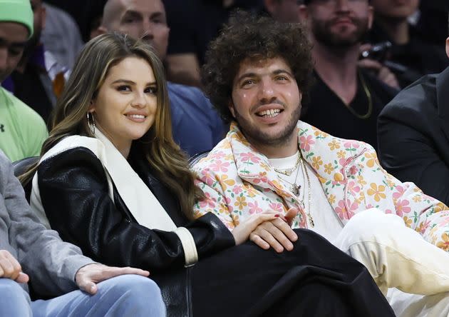 Selena Gomez and Benny Blanco watching the Los Angeles Lakers on Jan. 3.