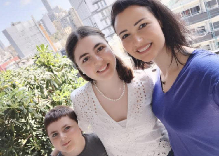 Delia Guedikian Papazian, right, her son and daughter.  / Credit: Suzanne Habchi Guedikian