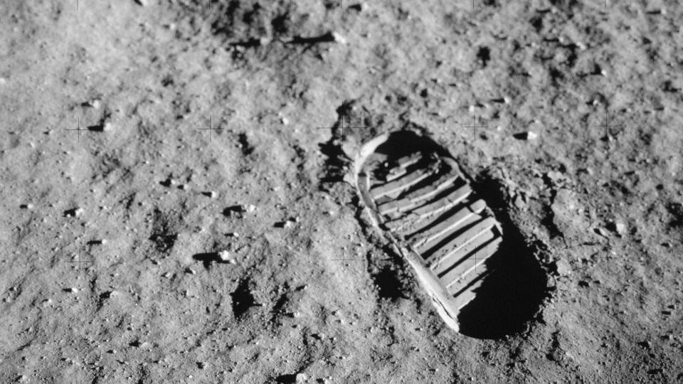 An astronaut's boot left a mark on the moon during the Apollo 11 mission.  - NASA/JSC