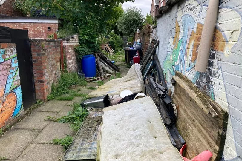 Fly-tipping and rubbish dumped in the streets and alleyways of the St Peters area of Ashton-under-Lyne