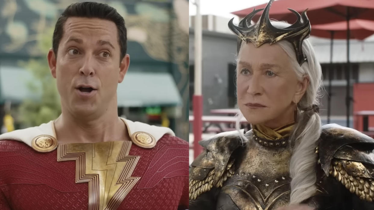  Zachary Levi and Helen Mirren facing off in Shazam! Fury of the Gods 