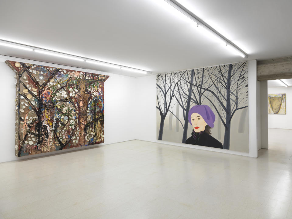 Artworks by Julian Schnabel and Alex Katz.