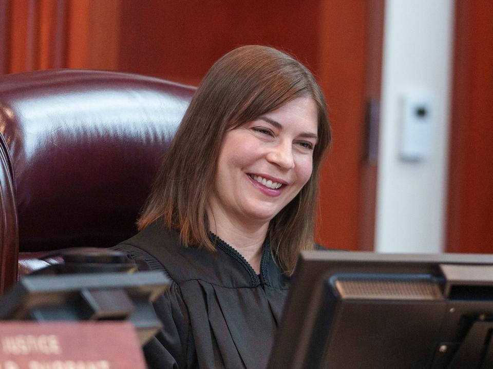 Utah Supreme Court Justice Paige Petersen listens to oral arguments for a case challenging the state’s congressional districts before the Utah Supreme Court in Salt Lake City on Tuesday, July 11, 2023. | Leah Hogsten