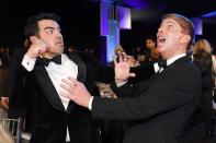 Joe Jonas and Jack McBrayer pretend to get into a scuffle at the 26th Annual Screen Actors Guild Awards in L.A. on Sunday. 