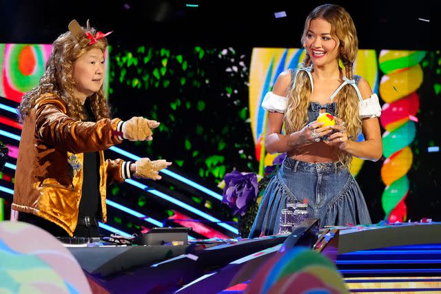 <p>courtesy of Fox and The Masked Singer</p> Ken Jeong and Rita Ora on 'The Masked Singer'