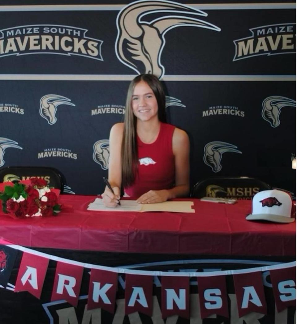 Maize South senior Kyndal Ewertz signed her letter of intent to Arkansas women’s soccer.