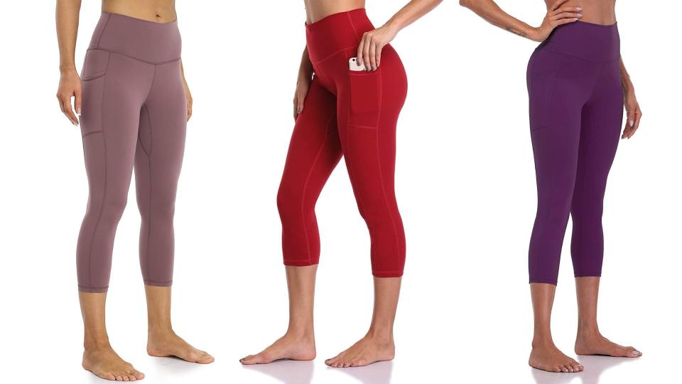 Colorfulkoala leggins in rose red, red, and purple. (Photo: Amazon)