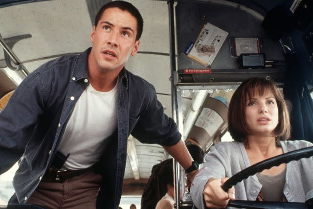 <p>Richard Foreman/20th Century Fox/Kobal/Shutterstock </p> Keanu Reeves and Sandra Bullock in 1994's Speed