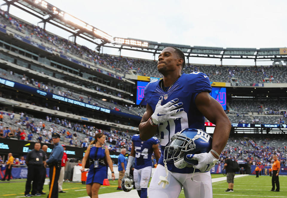 Victor Cruz was released by the Giants on Monday. (Getty Images)