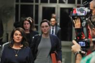 Witness Annabella Sciorra departs for lunch after testifying in the case against film producer Harvey Weinstein at New York Criminal Court during his sexual assault trial in the Manhattan borough of New York City, New York