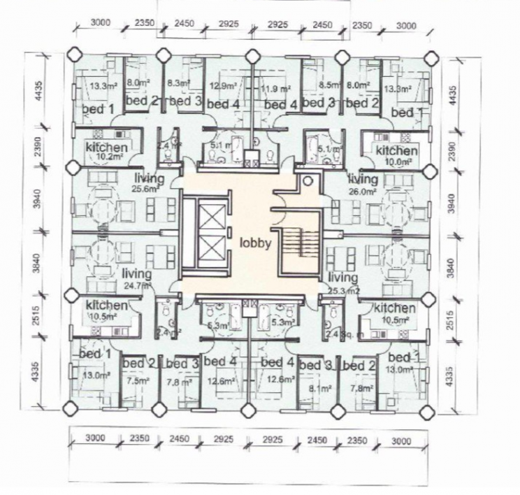 A floor plan of the Grenfell Tower (Picture: @JustinHemming/Twitter)