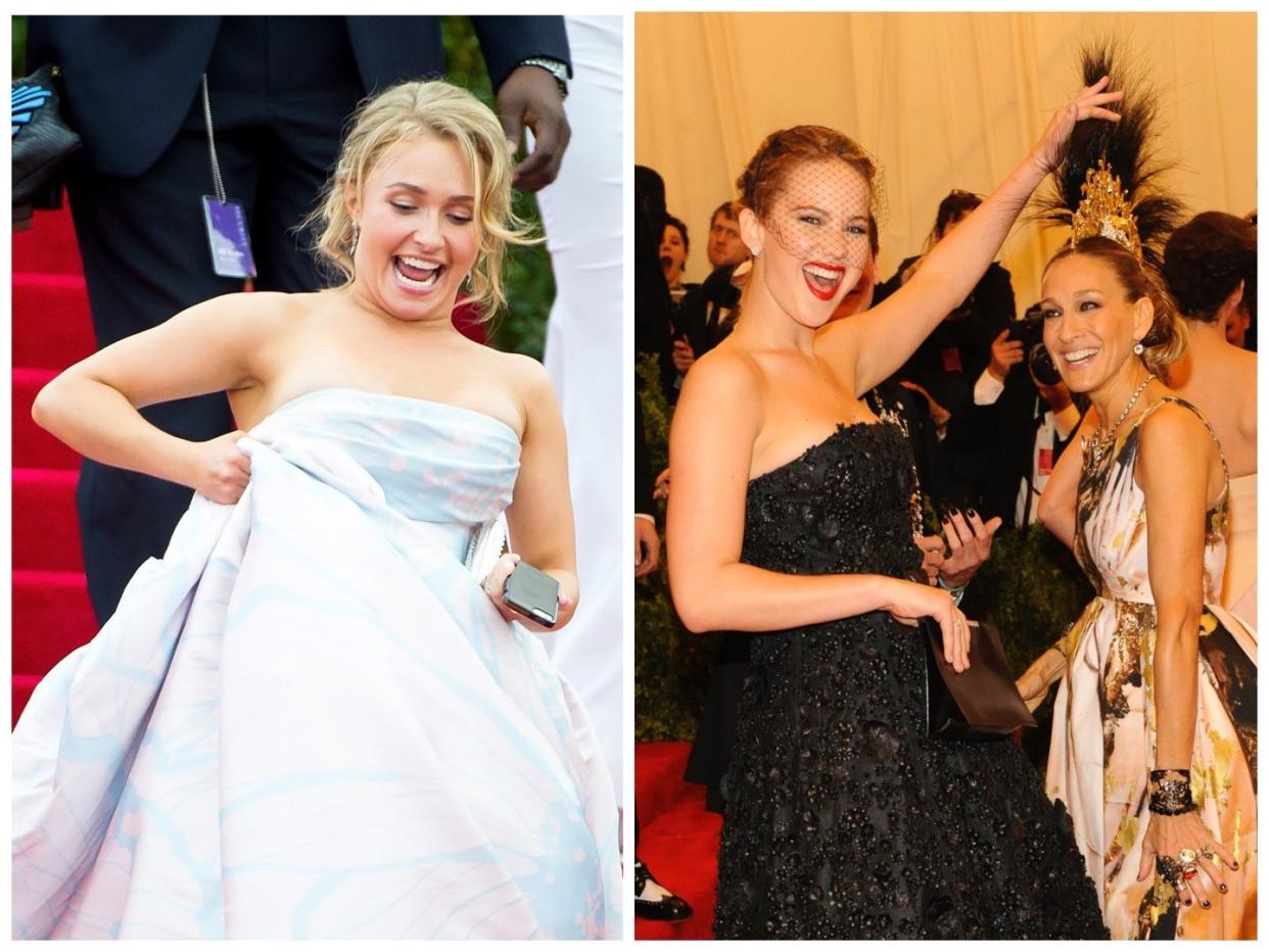 Collage of photo of Hayden Panettiere and photo of Jennifer Lawrence and Sarah Jessica Parker.