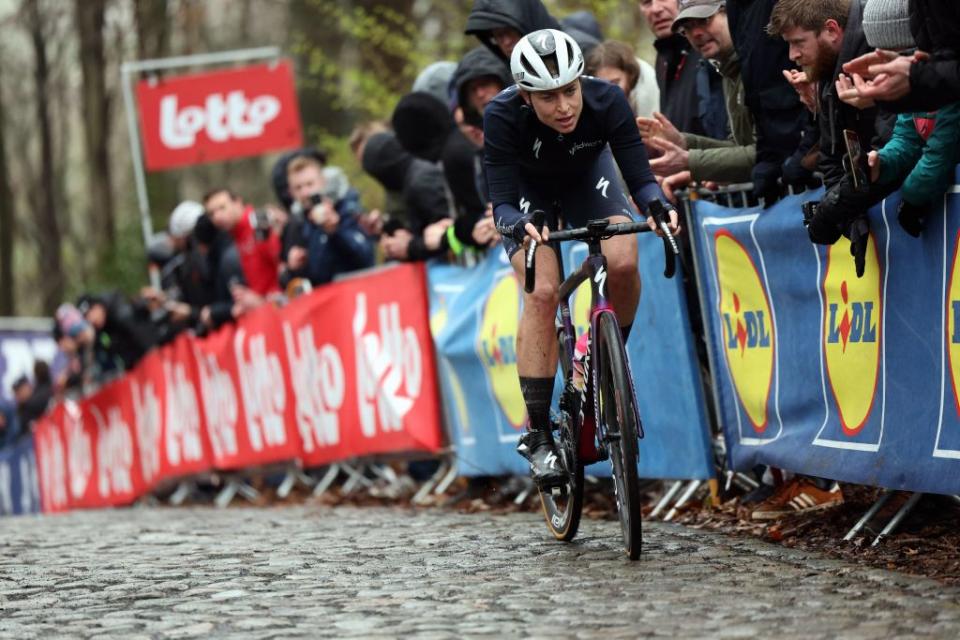 Swiss Marlen Reusser of SD Worx pictured in action during the womens GentWevelgem  In Flanders Fields cycling race 1625 km from Ieper to Wevelgem Sunday 26 March 2023 BELGA PHOTO DAVID PINTENS Photo by DAVID PINTENS  BELGA MAG  Belga via AFP Photo by DAVID PINTENSBELGA MAGAFP via Getty Images