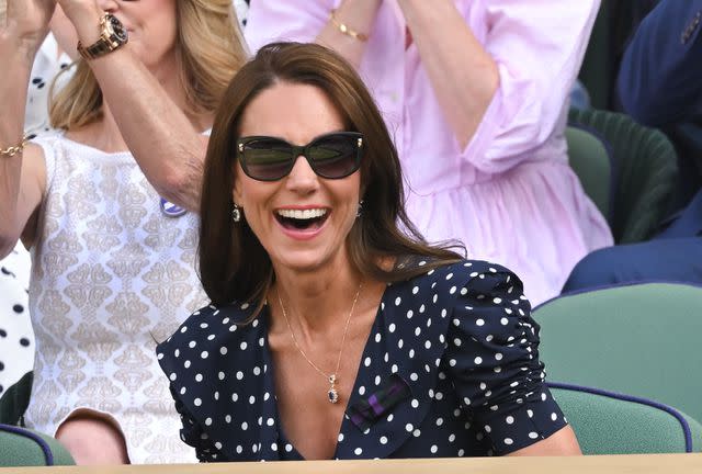 <p>Karwai Tang/WireImage</p> Kate Middleton at Wimbledon 2022