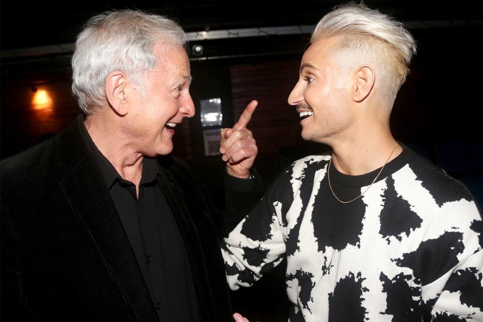 NEW YORK, NEW YORK - OCTOBER 04: Victor Garber and Frankie Grande chat backstage at the new musical "Titanique" at The Asylum NYC on October 4, 2022 in New York City. Victor Garber starred in the film "Titanic" as Thomas Andrews, the builder of the Titanic and in "Titanique" Frankie Grande plays the role of "Victor Garber"(Photo by Bruce Glikas/WireImage)