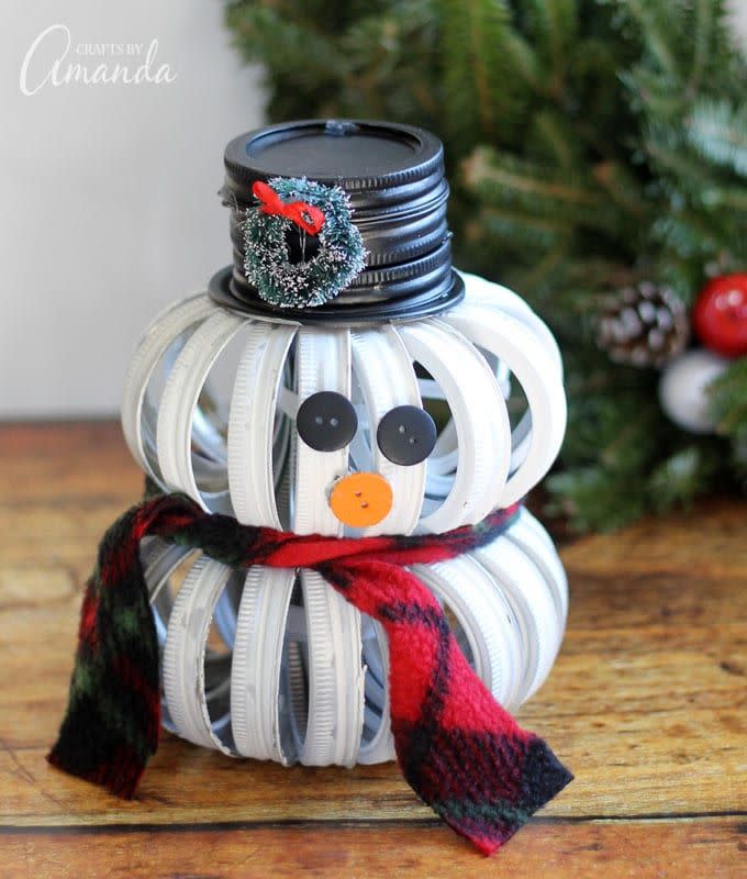 Mason Jar Lid Snowman