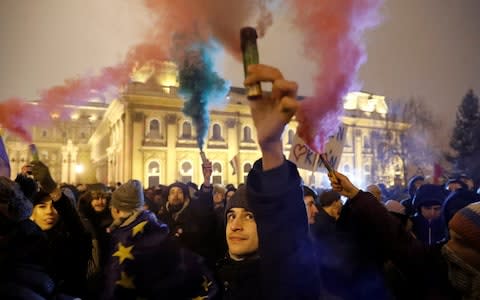 Budapest has been rocked by protests in recent weeks, the first major test for Orban since re-election earlier this year - Credit: BERNADETT SZABO/REUTERS