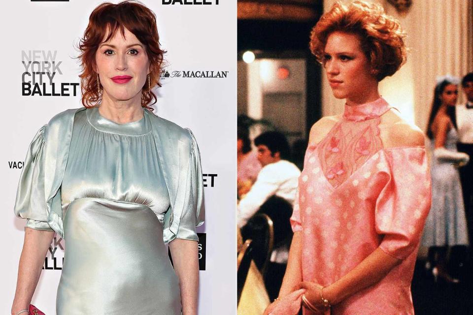 <p>Cindy Ord/Getty; Paramount/Kobal/Shutterstock</p> Molly Ringwald today and (L) in 1986