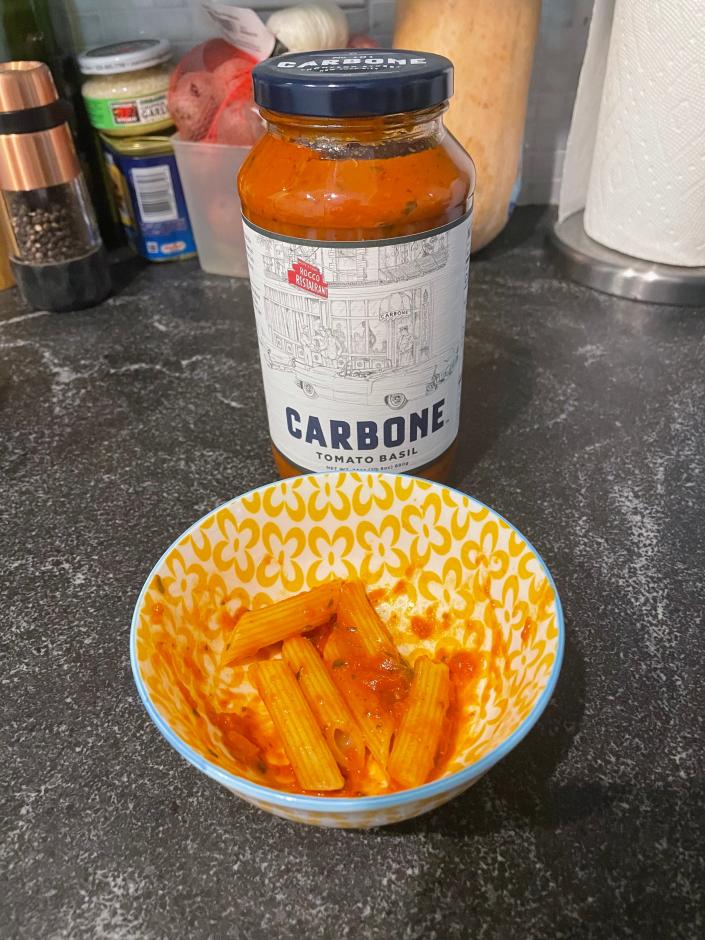 Carbone sauce with pasta