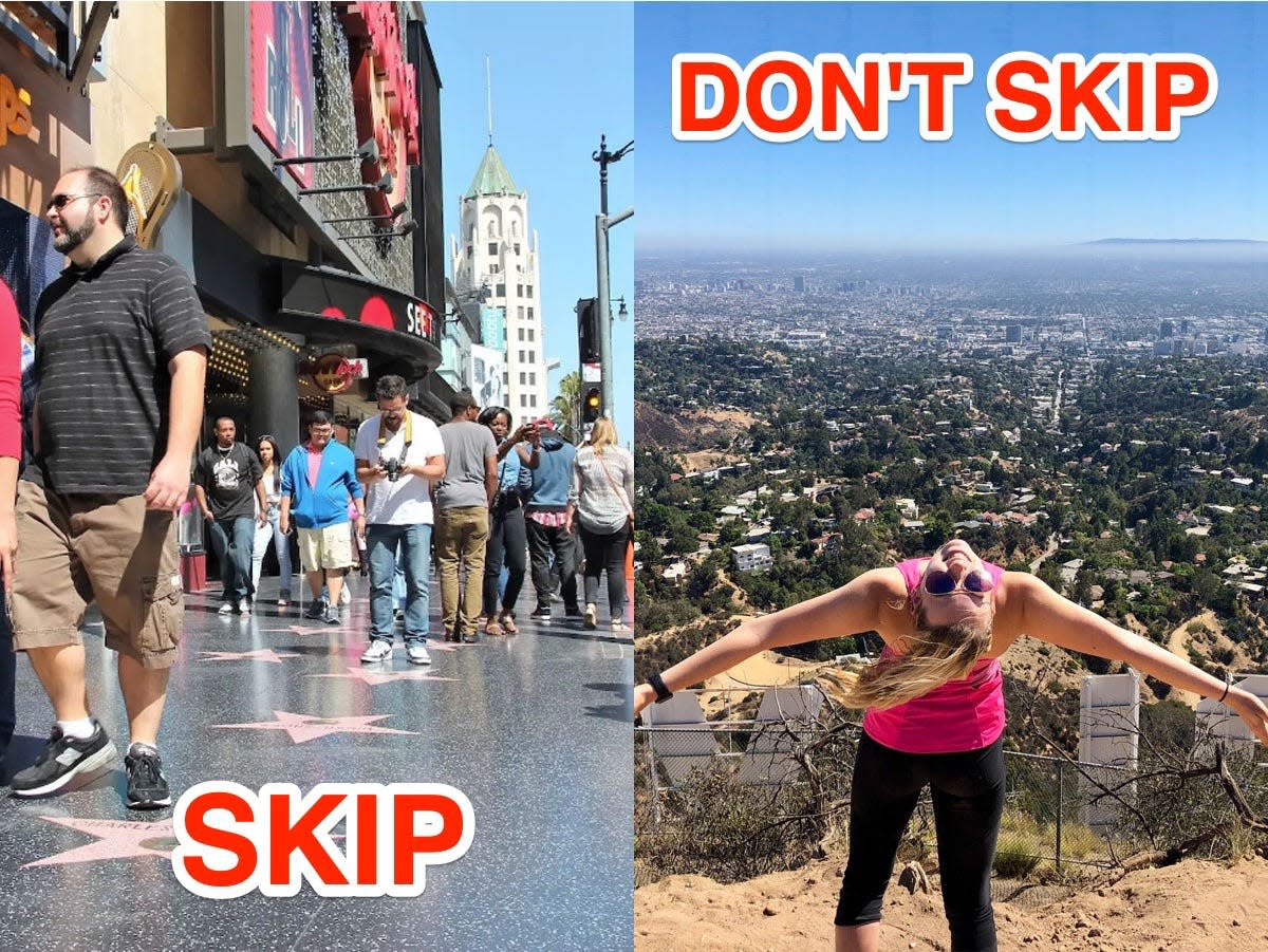 hollywood walk of fame (skip); molly o'obrien on hike in LA (don't skip)