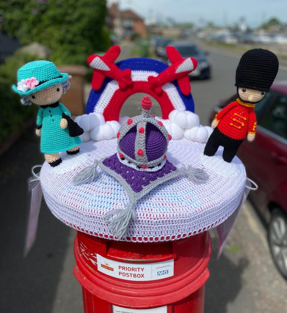 The impressive crochet toppers are bringing the community together ahead of the jubilee. (PA)
