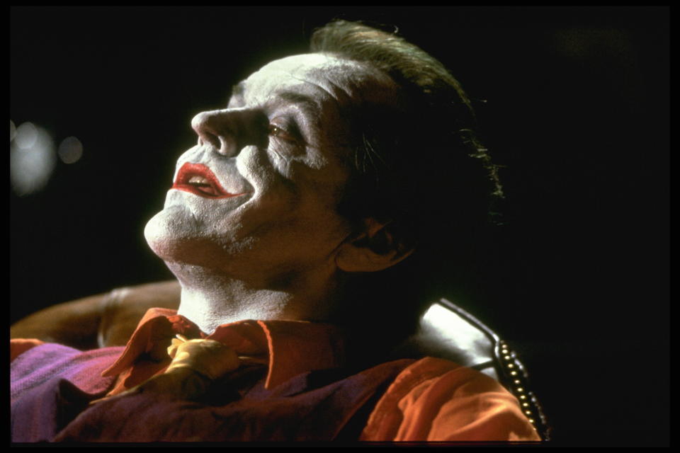 American actor Jack Nicholson plays the Joker in the movie Batman, directed by Tim Burton. (Photo by Murray Close/Sygma/Sygma via Getty Images)