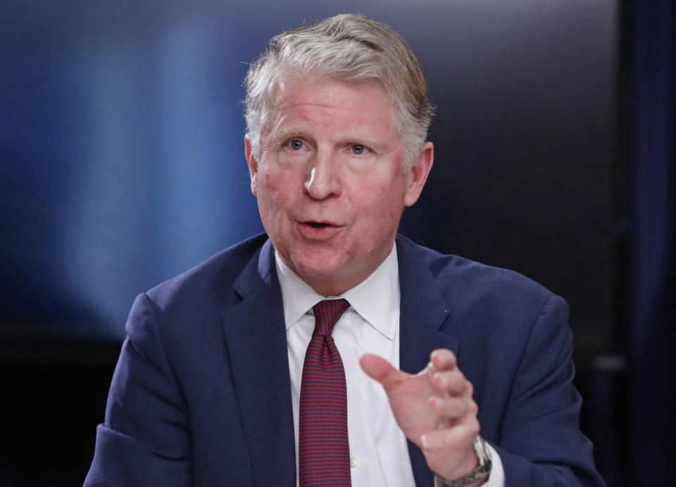 FILE - In this May 10, 2018, file photo, Manhattan District Attorney Cyrus R. Vance, Jr., gestures while responding to a question during a news conference in New York. The D. A.'s Office announced a new policy of not prosecuting marijuana possession and smoking cases, effective Wednesday, Aug. 1, 2018. They said the policy is expected to reduce Manhattan marijuana prosecutions from approximately 5,000 per year to fewer than 200 per year, a 96% reduction. (AP Photo/Frank Franklin II, File)