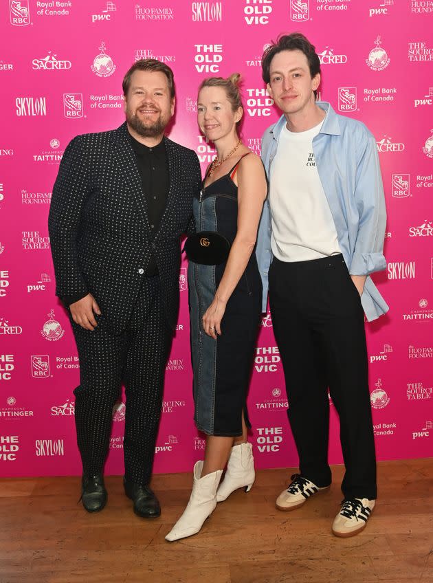 James Corden, Anna Maxwell Martin and Zachary Hart at the press night for The Constituent