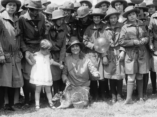 First lady Grace Coolidge with Rebecca the Raccoon at the White House Easter Egg Roll in 1927.  / Credit: Library of Congress