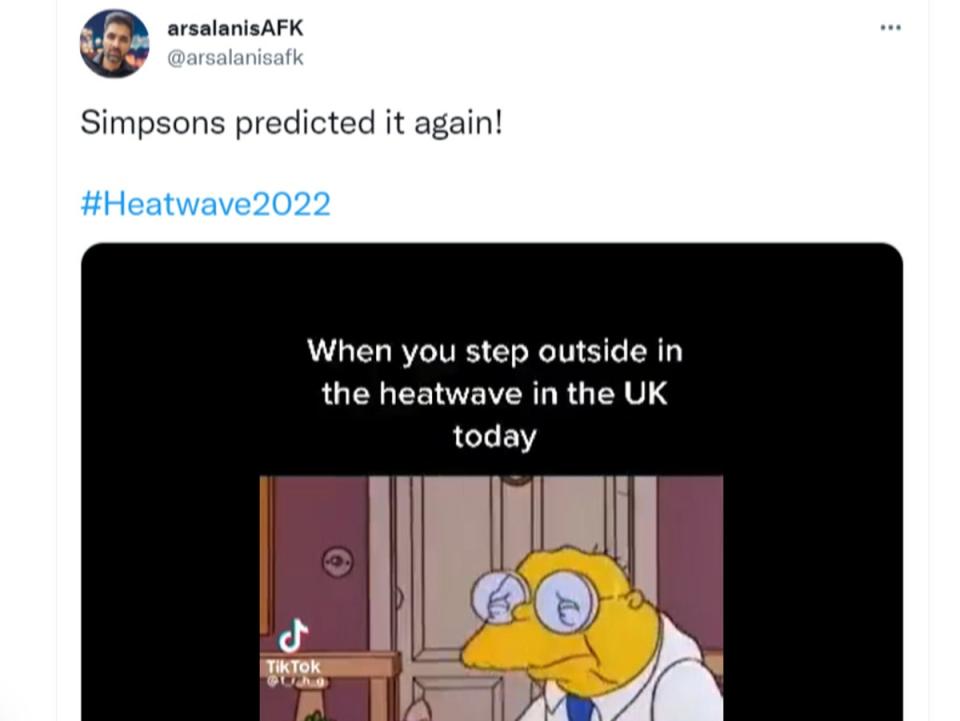 One of the ‘Simpsons’ fans joking amid the ongoing heatwave (Twitter)