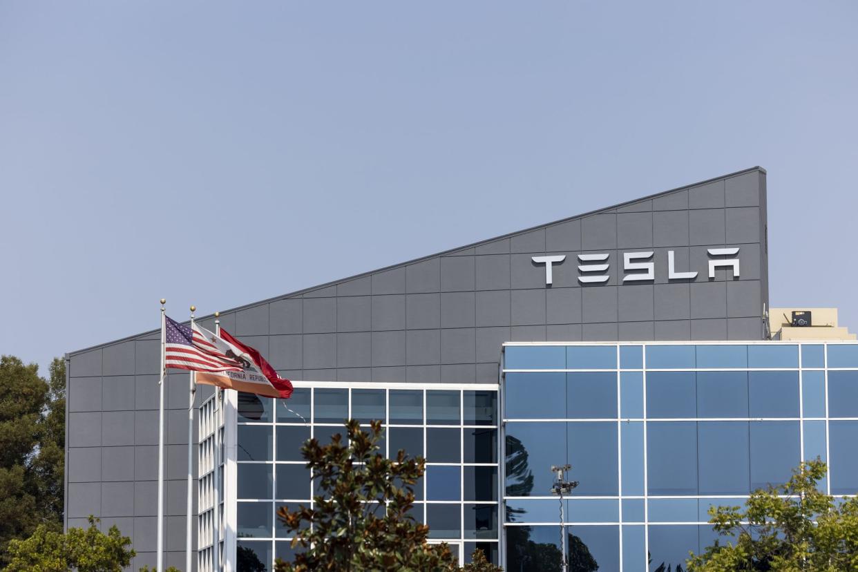 Fremont California, USA - September 24, 2021:  The Tesla automobile manufacturing plant in Fremont Clocking in at over 5.3 million square feet and home to more than 10,000 employees.