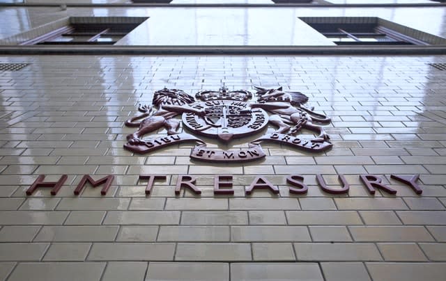 A sign for Her Majesty’s Treasury (Chris Ratcliffe/PA)