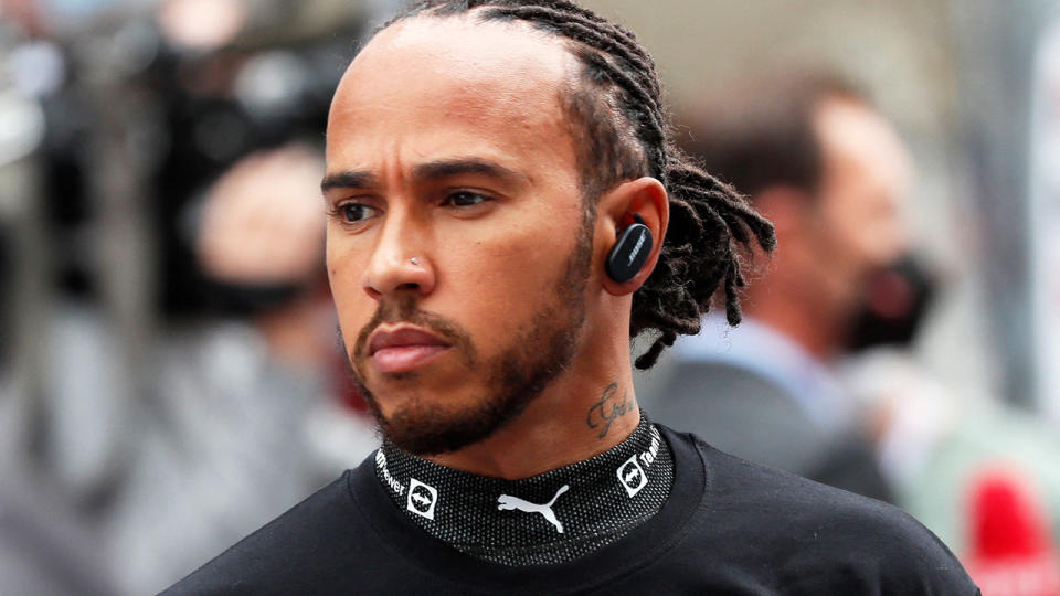 Lewis Hamilton says his terse responses on team radio during the Turkish GP were simply down to being in the 'heat of the moment' behind the wheel. (Photo by YURI KOCHETKOV/POOL/AFP via Getty Images)