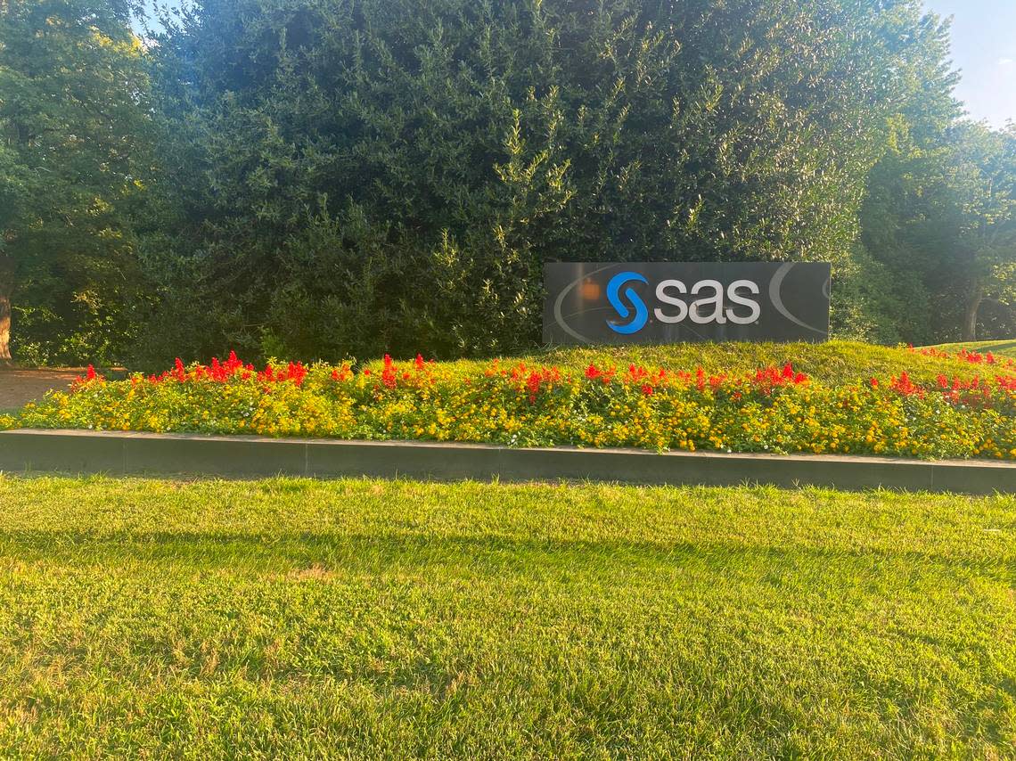 The entrance to the SAS corporate campus in Cary, North Carolina.